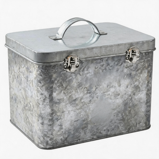 🪴 Garden Storage | Galvanized Metal Organizer Box | Rustic Outdoor Tool Collection