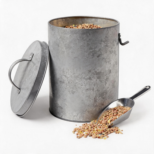 🐦 Bird Food Storage | Galvanized Metal Container | Backyard Feeding Essential