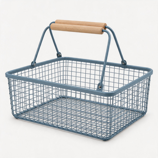 🍃 Garden Harvest | Wooden Handle Metal Basket | Practical Outdoor Picking Tool For Garden Lovers