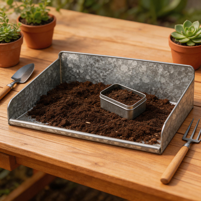 🌱 Garden Helper | Galvanized Steel Potting Tray | Mess-Free Planting Workspace For Home Gardeners